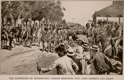 The Surrender of Kroonstadt: Troops Marching Past Lord Roberts and Staff by Samuel Begg